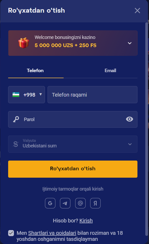 Olimp Casino login