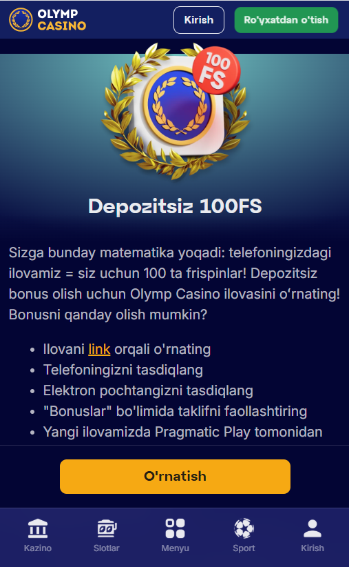 bonusar 100 FS Depozitsiz skachat olimp casino uz
